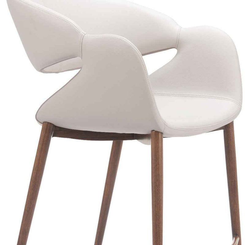 Set of Two Beige Wood and Fabric Low Back Bar Chairs