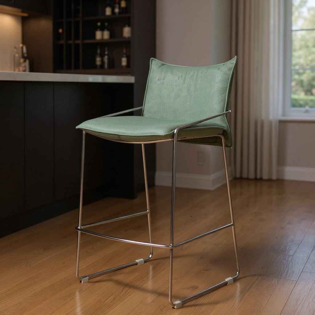 Green Wood and Fabric Bar Chair