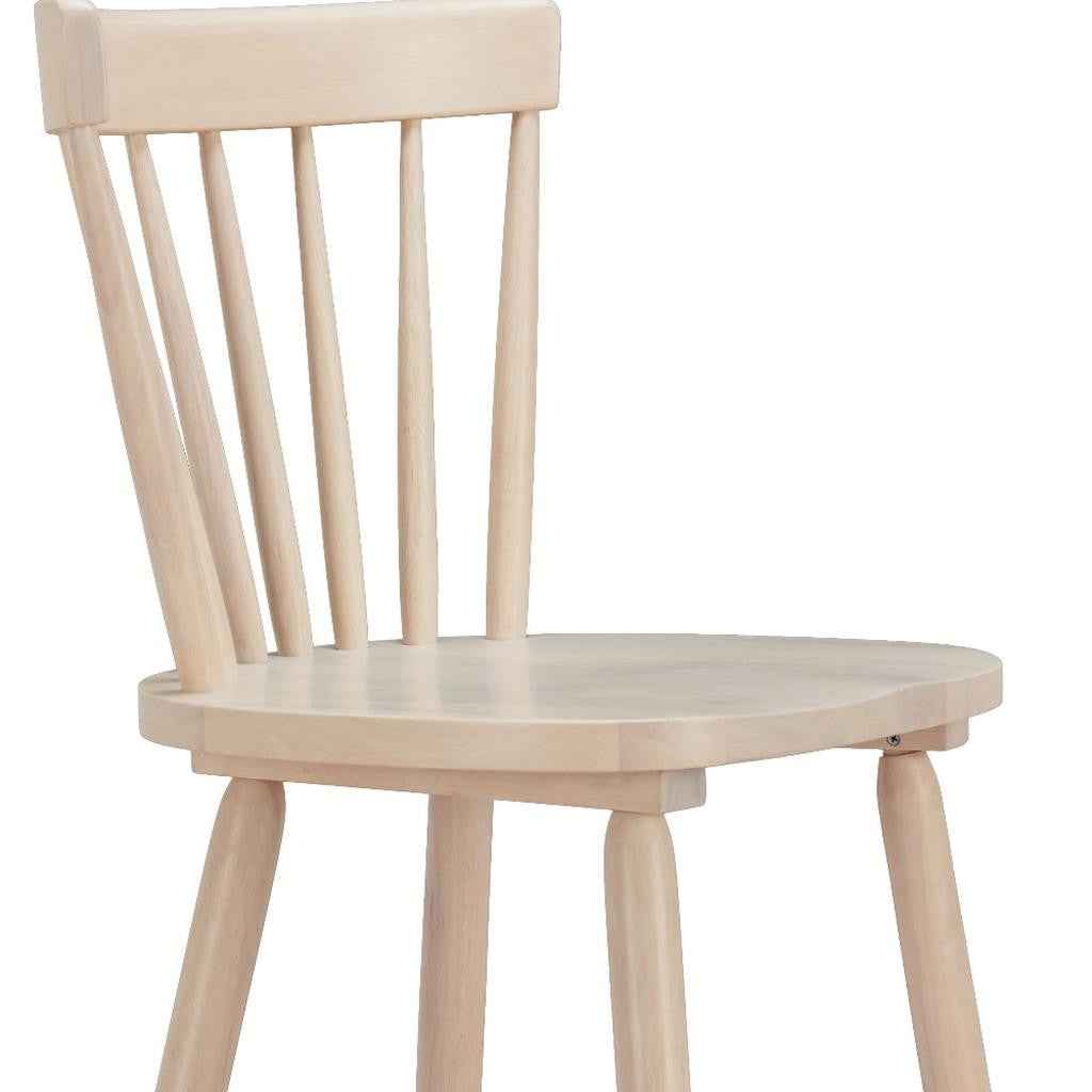 Set of Two Natural Solid Wood Low Back Bar Chairs