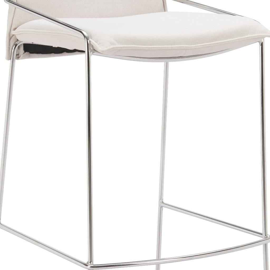 White Wood and Fabric Bar Chair