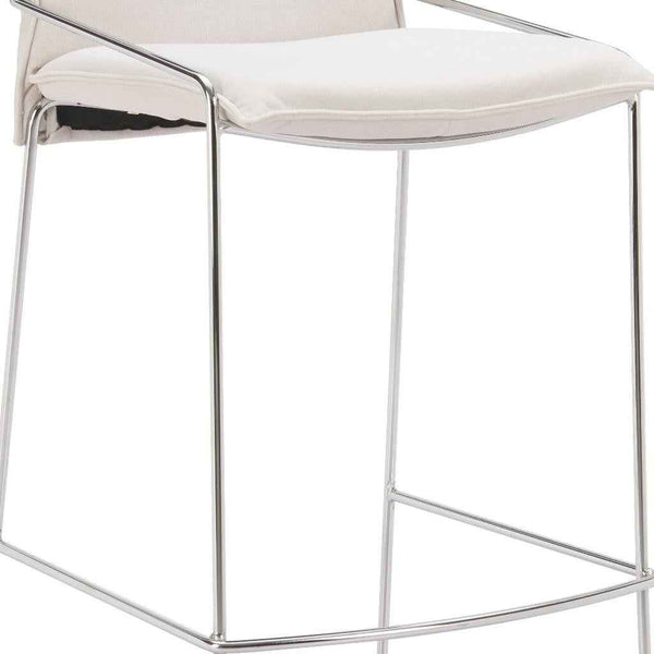 White Wood and Fabric Bar Chair