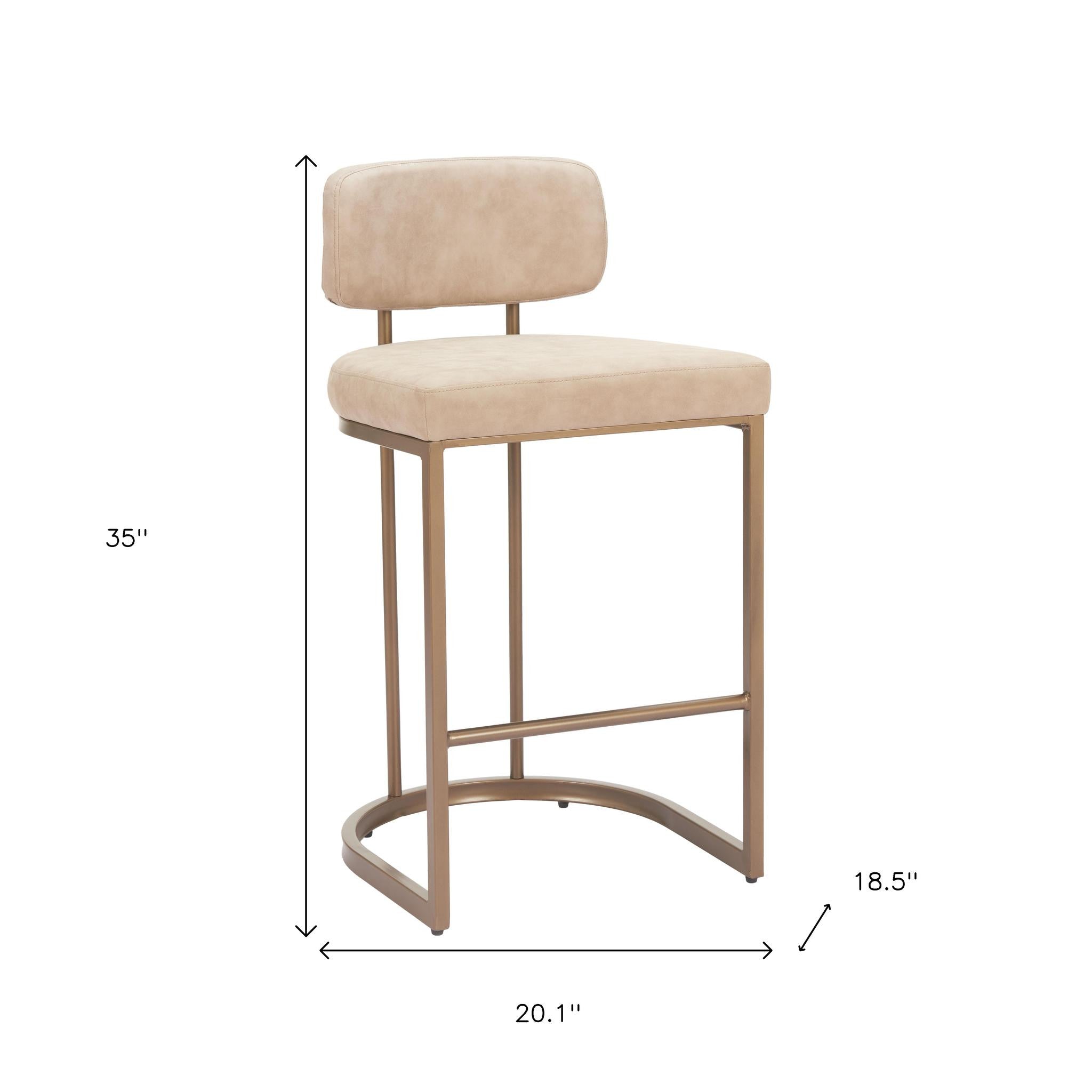 Set of Two Beige Wood and Fabric Low Back Bar Chairs Default Title