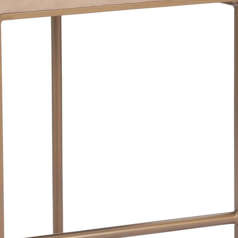 Set of Two Beige Wood and Fabric Low Back Bar Chairs