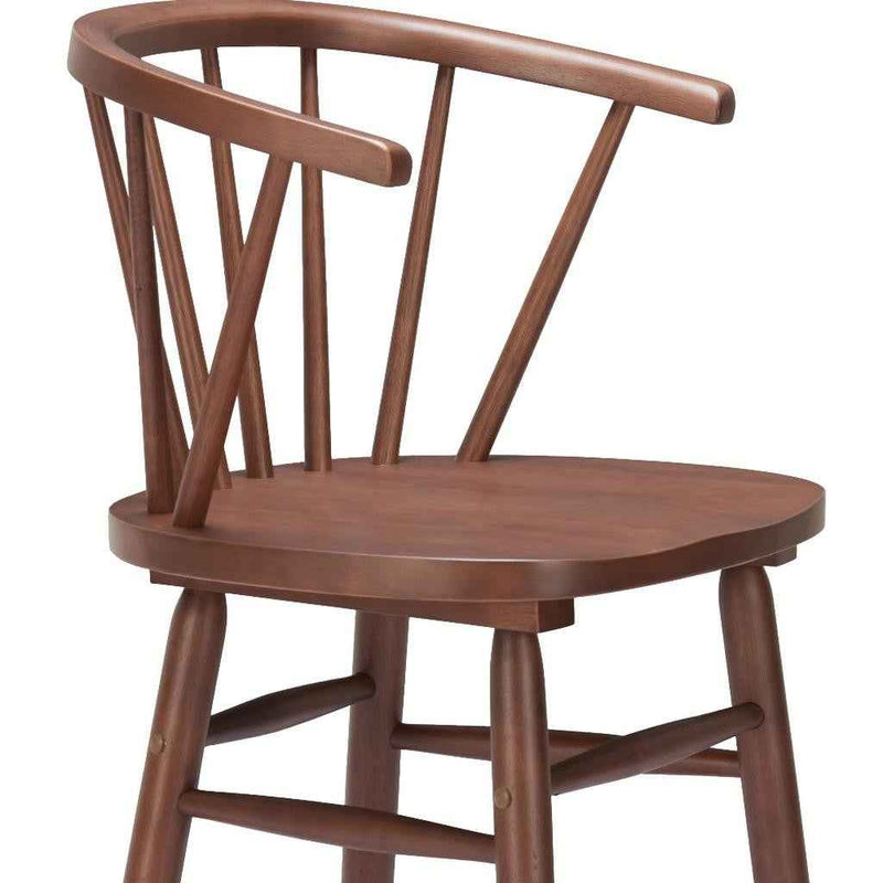 Set of Two Walnut Solid Manufactured Wood and Wood Low Back Bar Chairs