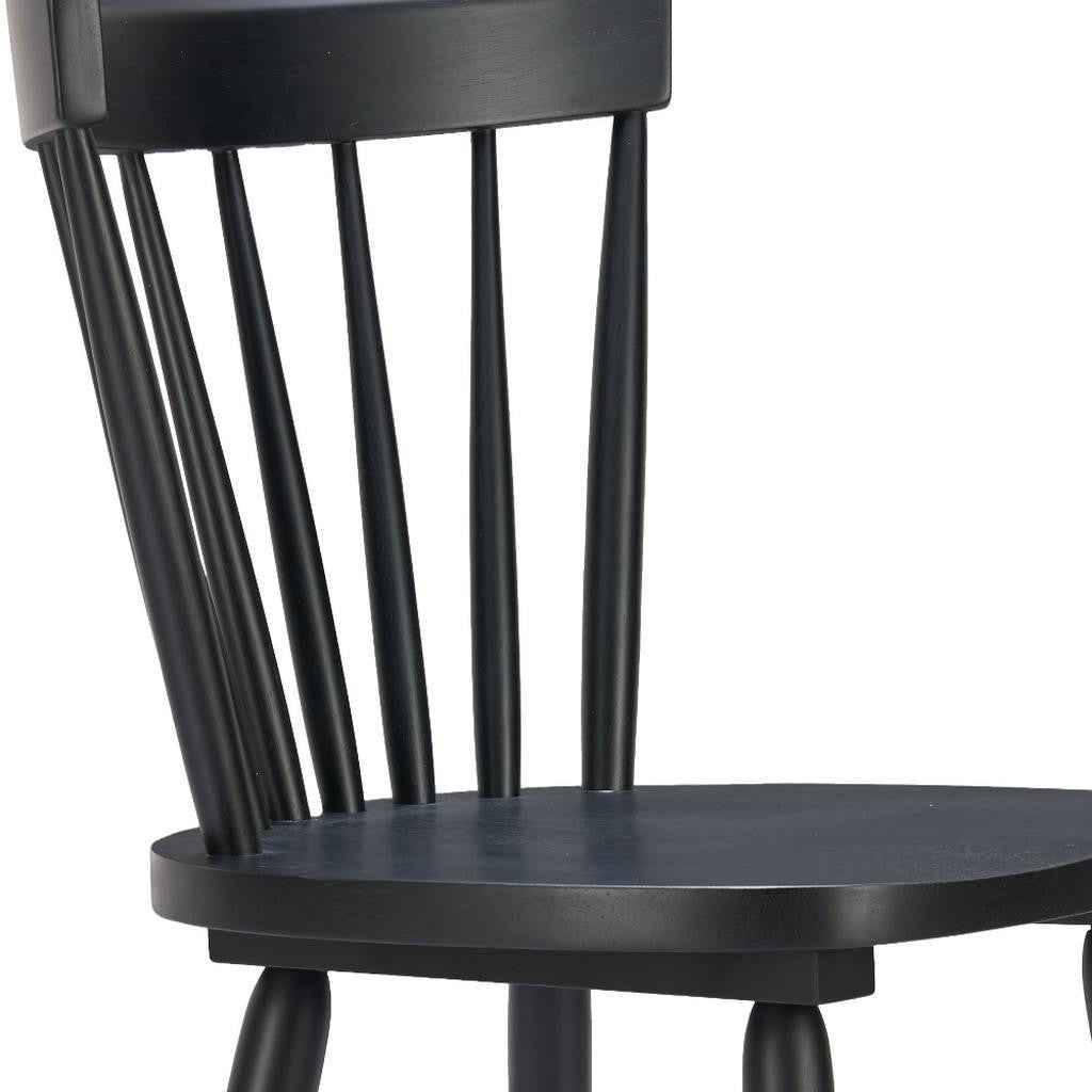 Set of Two Black Solid Manufactured Wood and Wood Low Back Bar Chairs