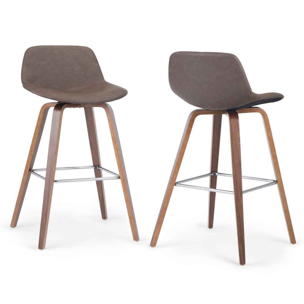 28" Brown Wood Backless Counter Height Bar Chair