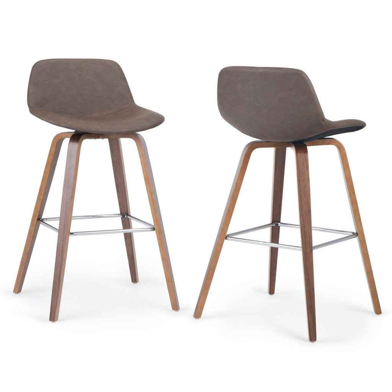 28" Brown Wood Backless Counter Height Bar Chair