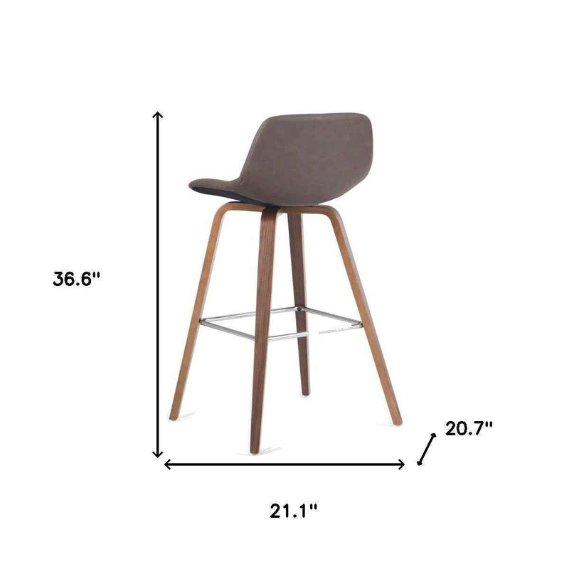 28" Brown Wood Backless Counter Height Bar Chair