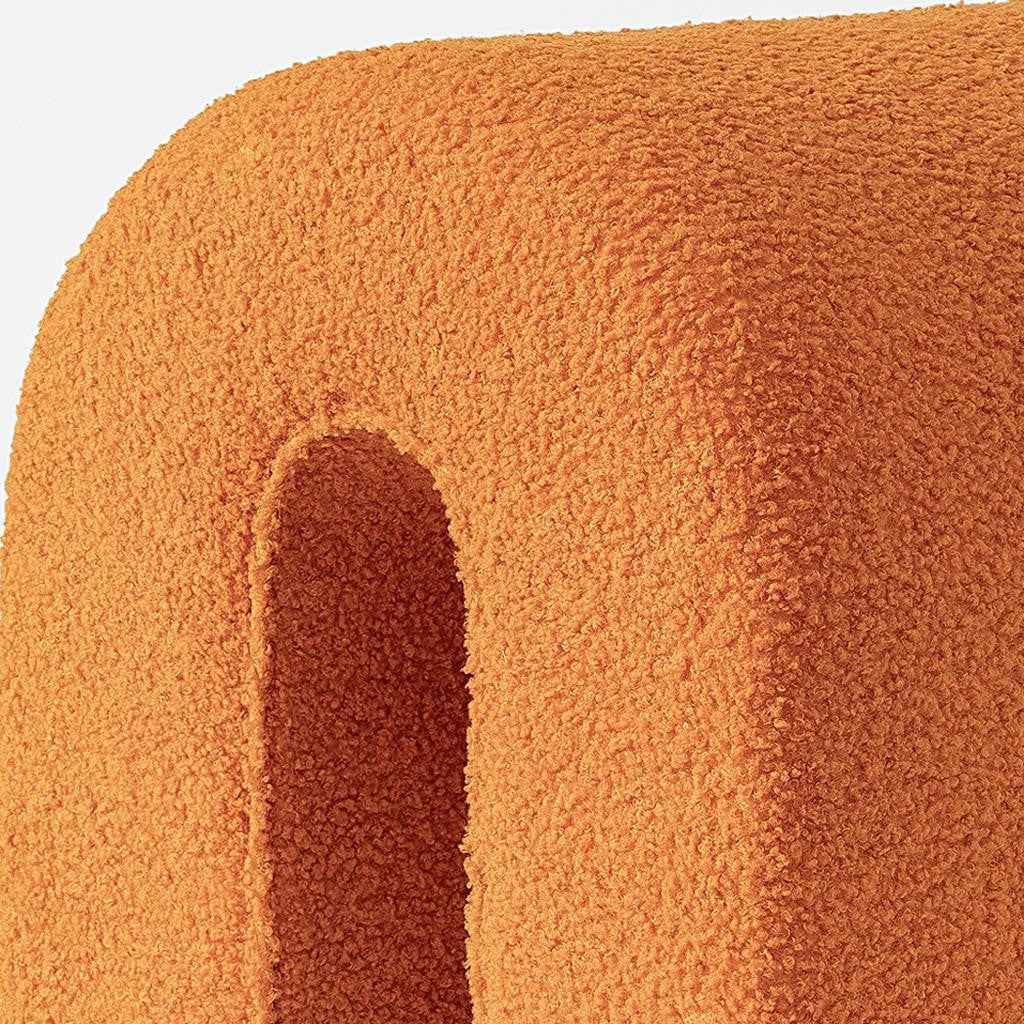 17" Orange Boucle Oval Footstool Ottoman