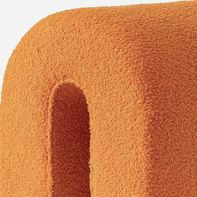 17" Orange Boucle Oval Footstool Ottoman