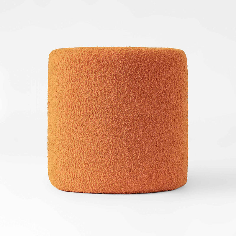 17" Orange Boucle Oval Footstool Ottoman