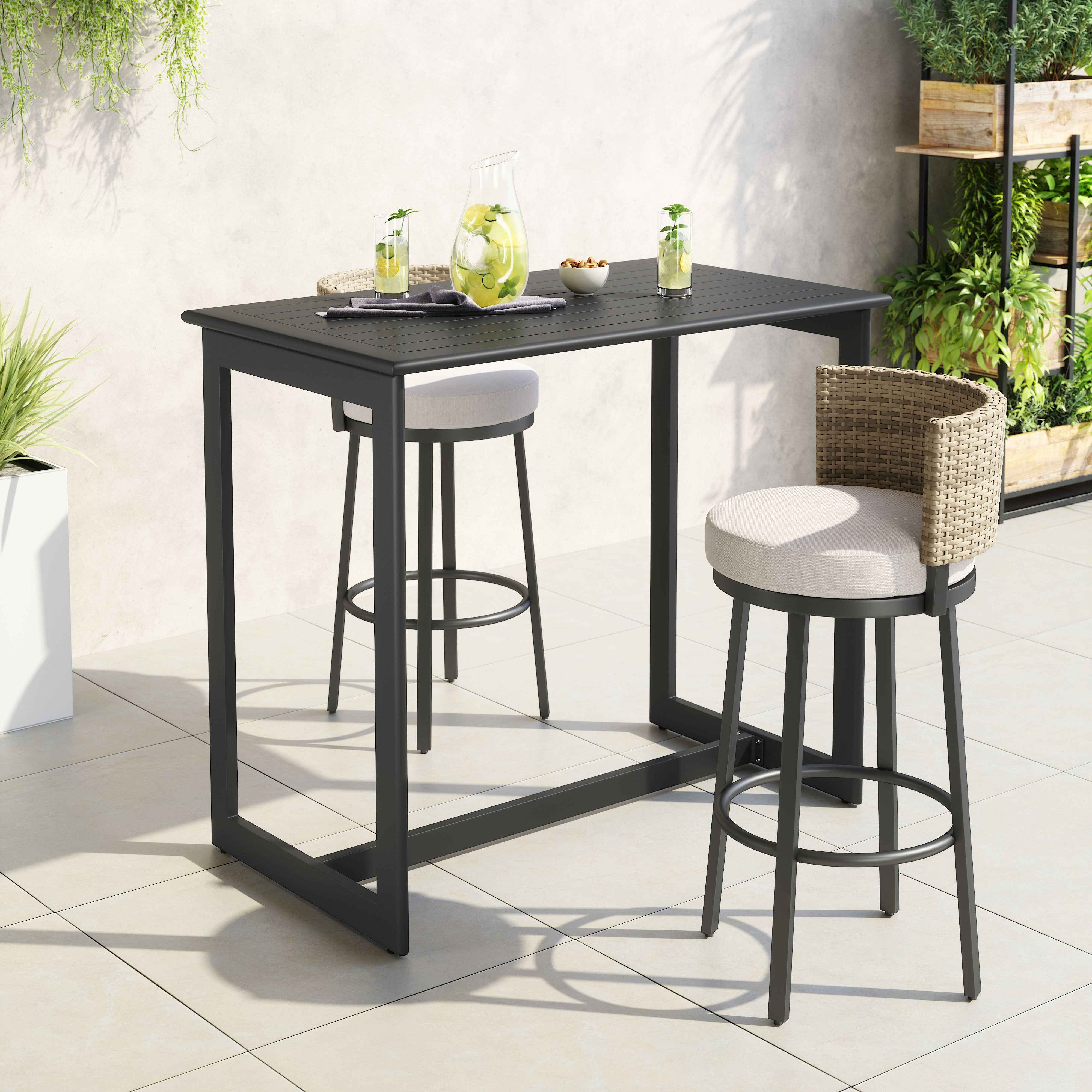 51" Black Aluminum Bar Table