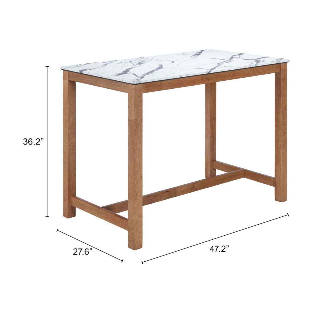 48" White Solid Wood Bar Table