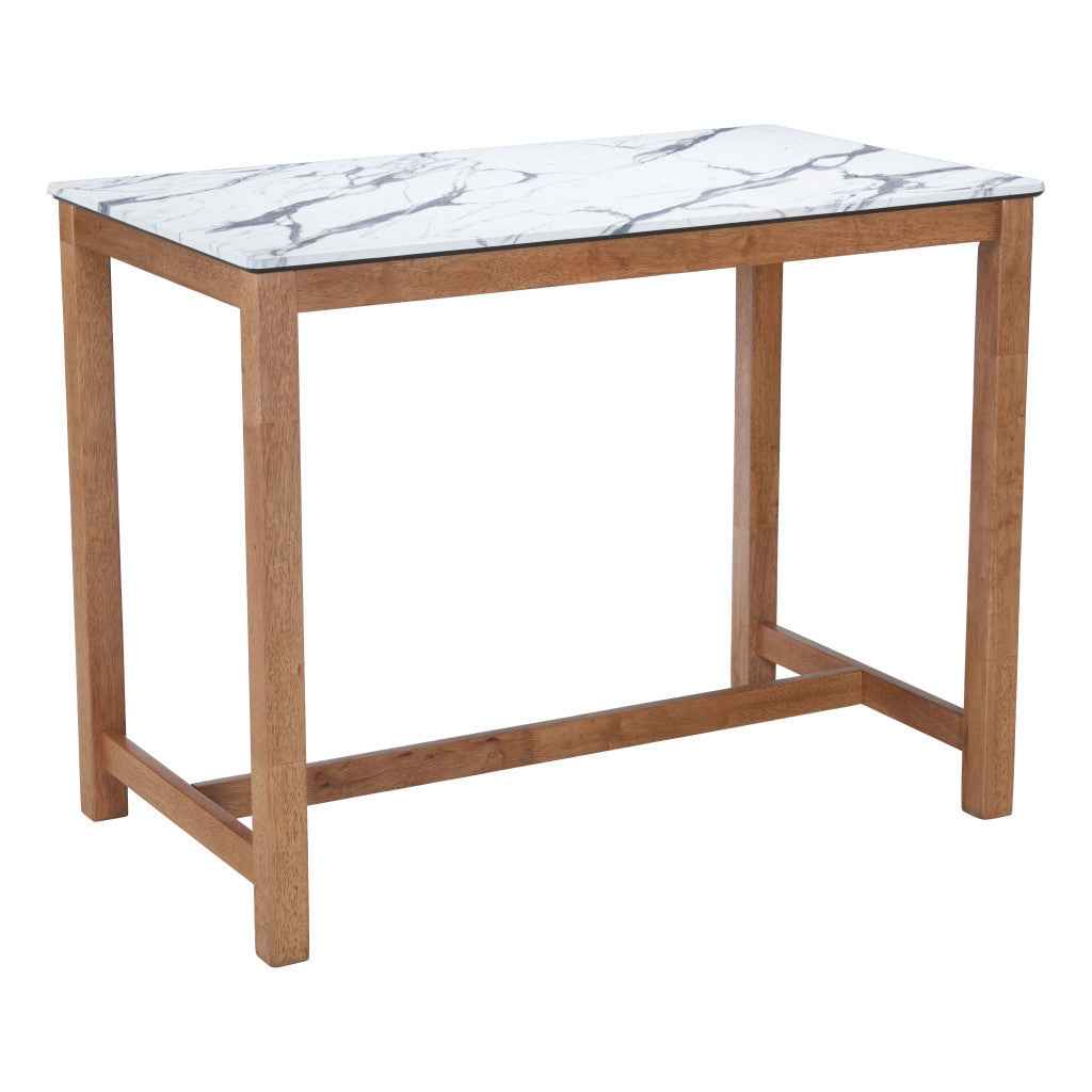 48" White Solid Wood Bar Table