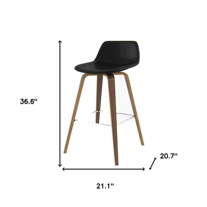 28" Black Wood Backless Counter Height Bar Chair