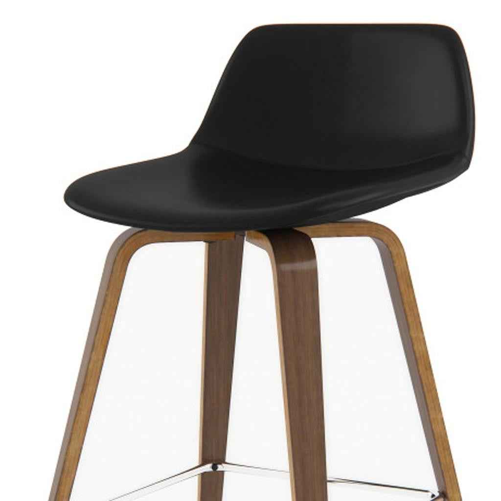 28" Black Wood Backless Counter Height Bar Chair