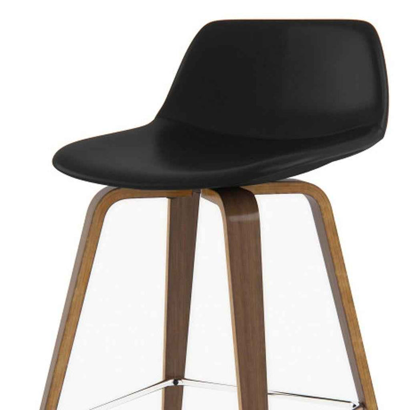 28" Black Wood Backless Counter Height Bar Chair