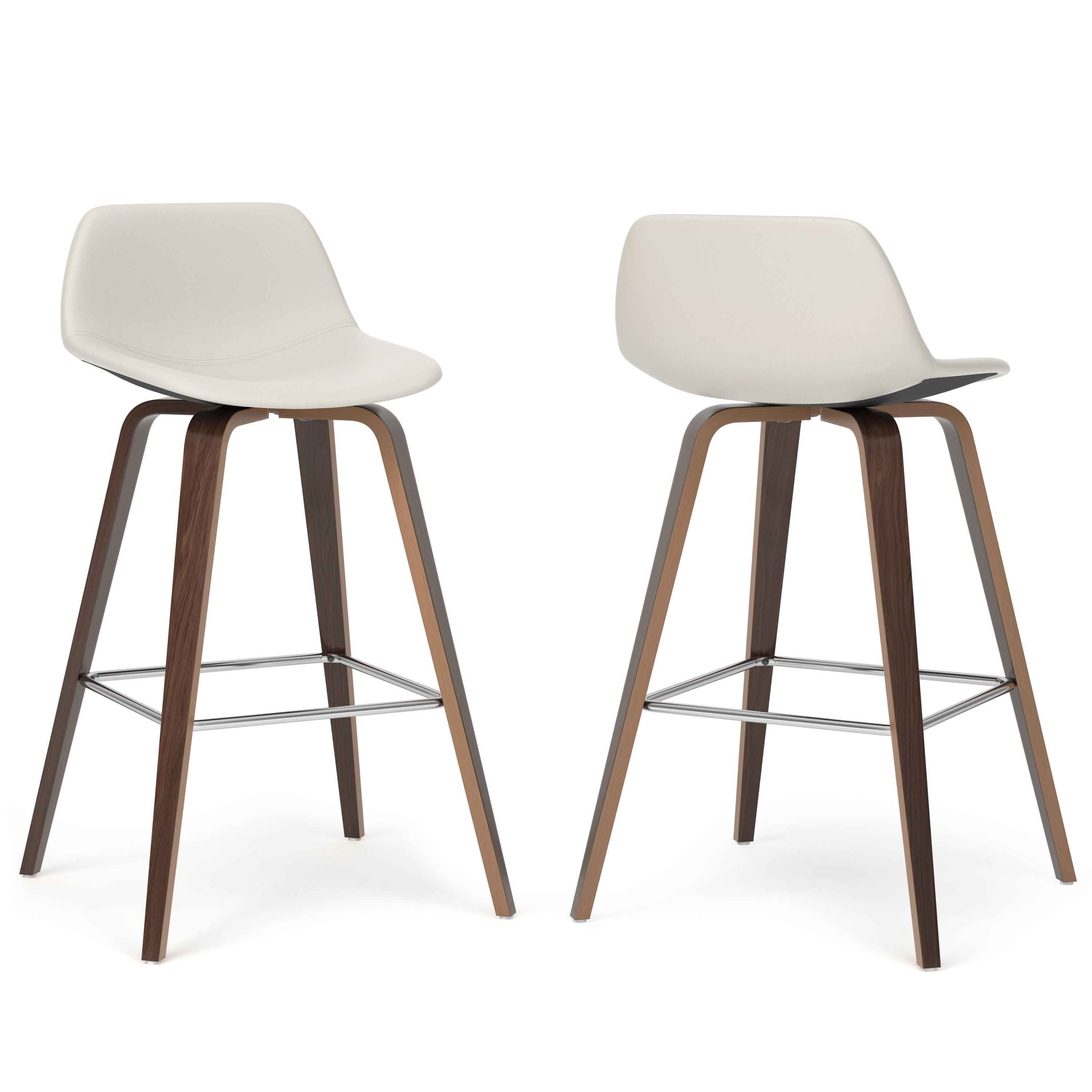 28" Cream Wood Backless Counter Height Bar Chair