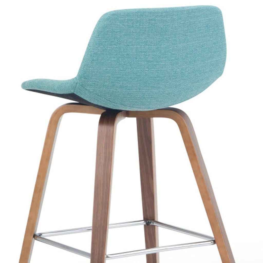 28" Blue Wood Backless Counter Height Bar Chair
