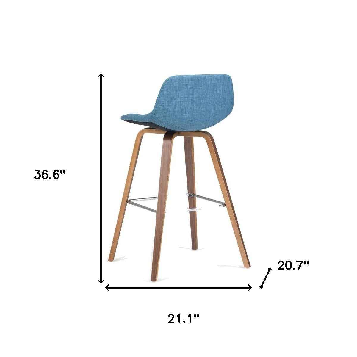 28" Blue Wood Backless Counter Height Bar Chair