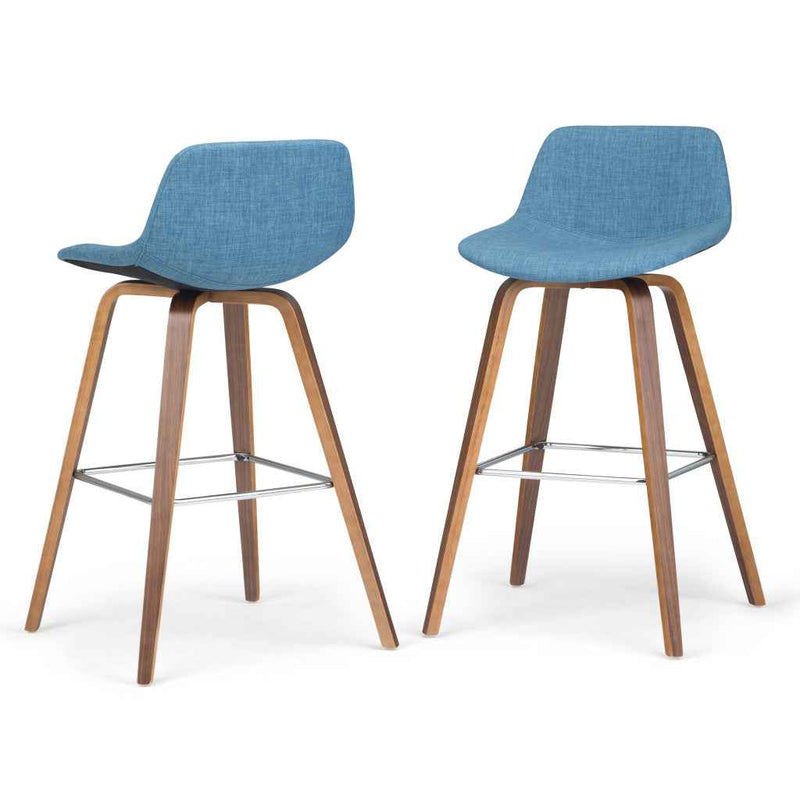 28" Blue Wood Backless Counter Height Bar Chair