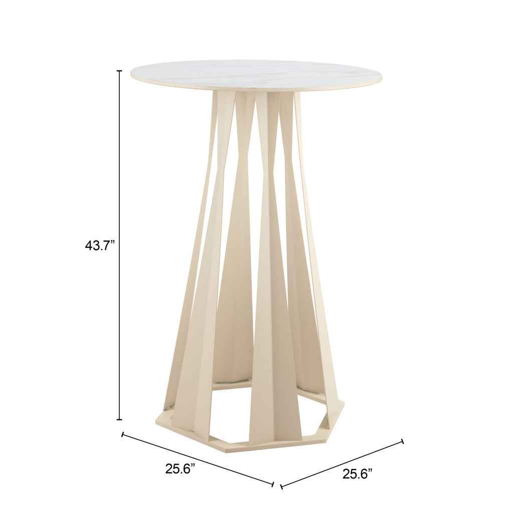 26" White Marble Rounded Bar Table