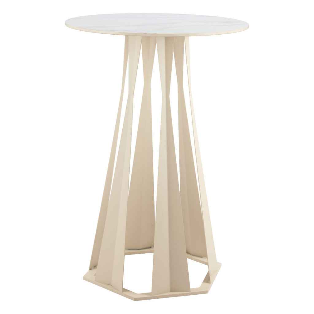 26" White Marble Rounded Bar Table