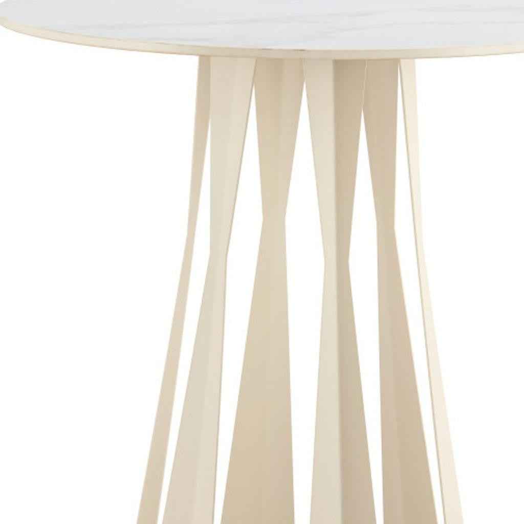26" White Marble Rounded Bar Table