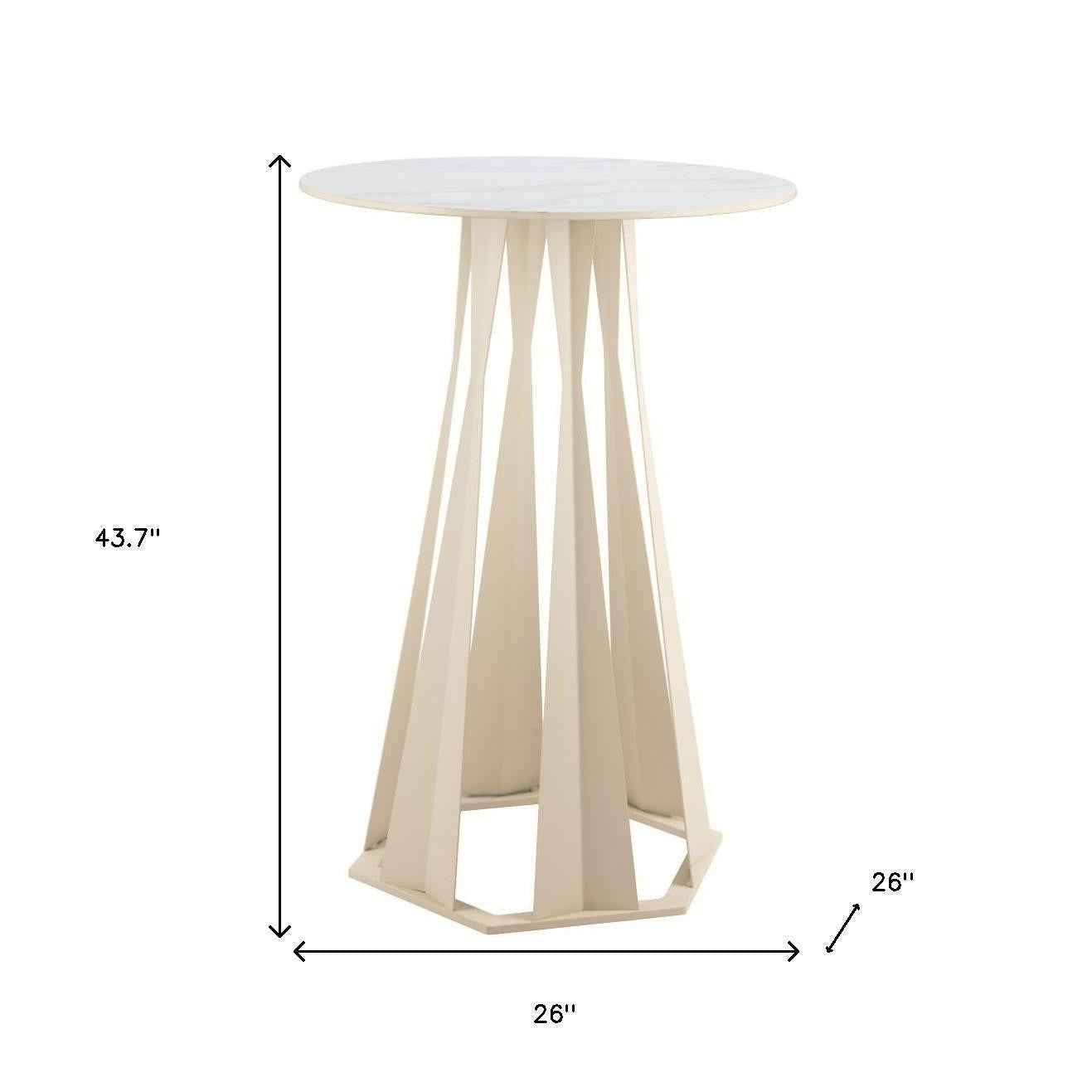 26" White Marble Rounded Bar Table