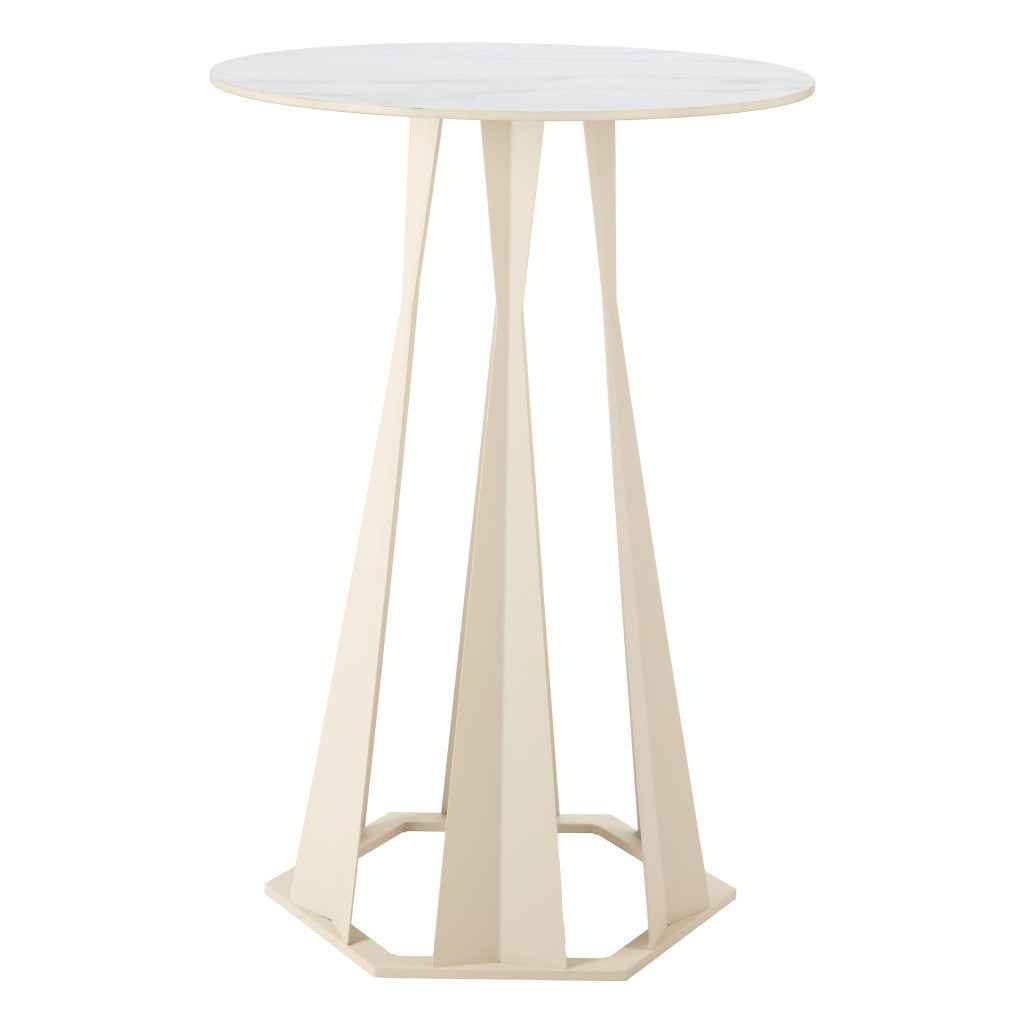 26" White Marble Rounded Bar Table