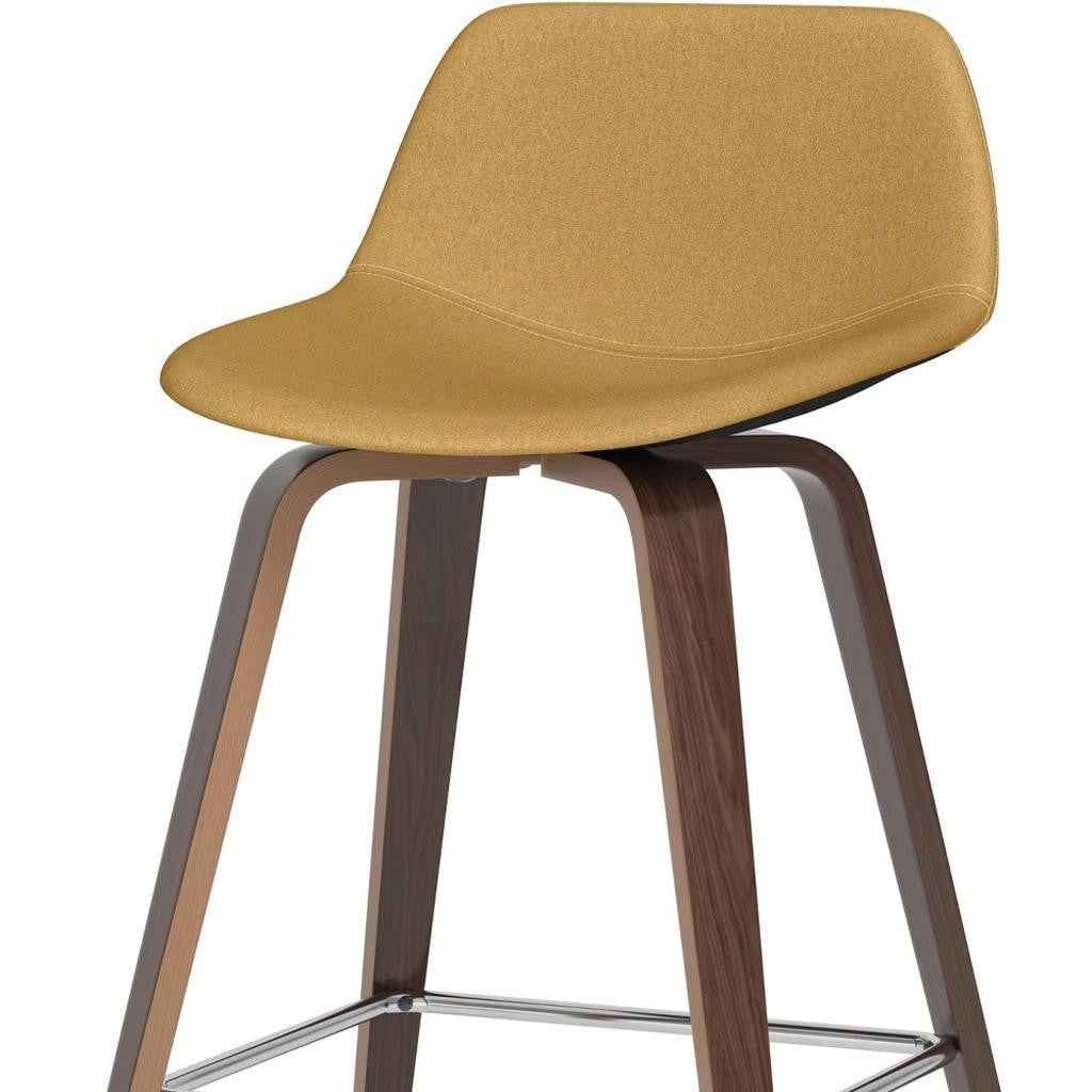 28" Yellow Wood Backless Counter Height Bar Chair