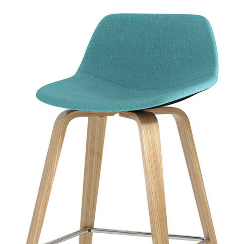 28" Blue Wood Backless Counter Height Bar Chair