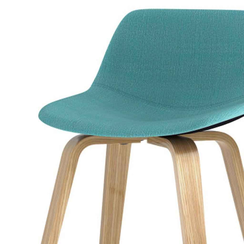 28" Blue Wood Backless Counter Height Bar Chair