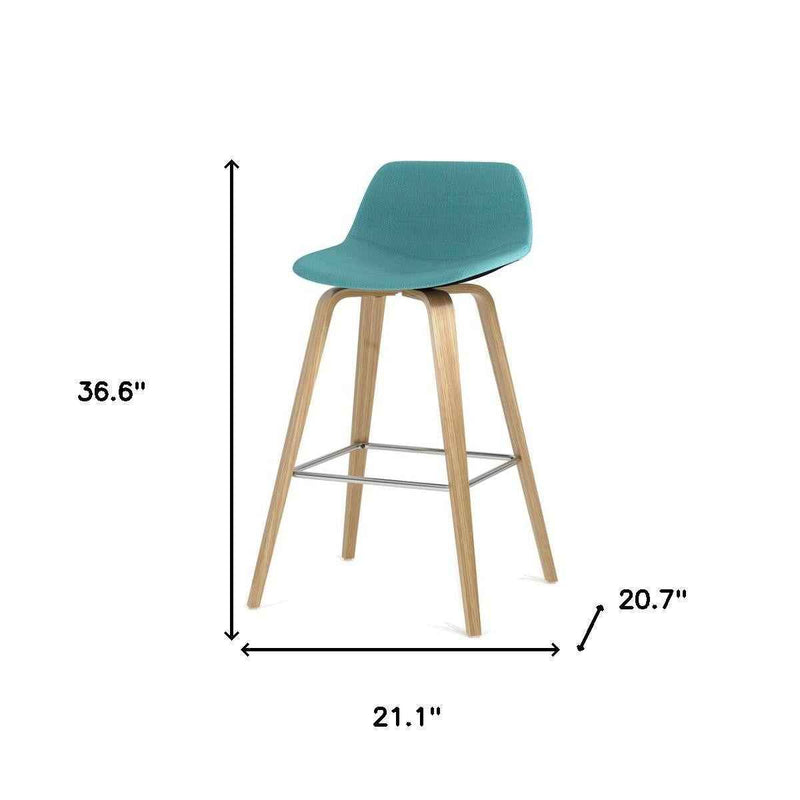 28" Blue Wood Backless Counter Height Bar Chair