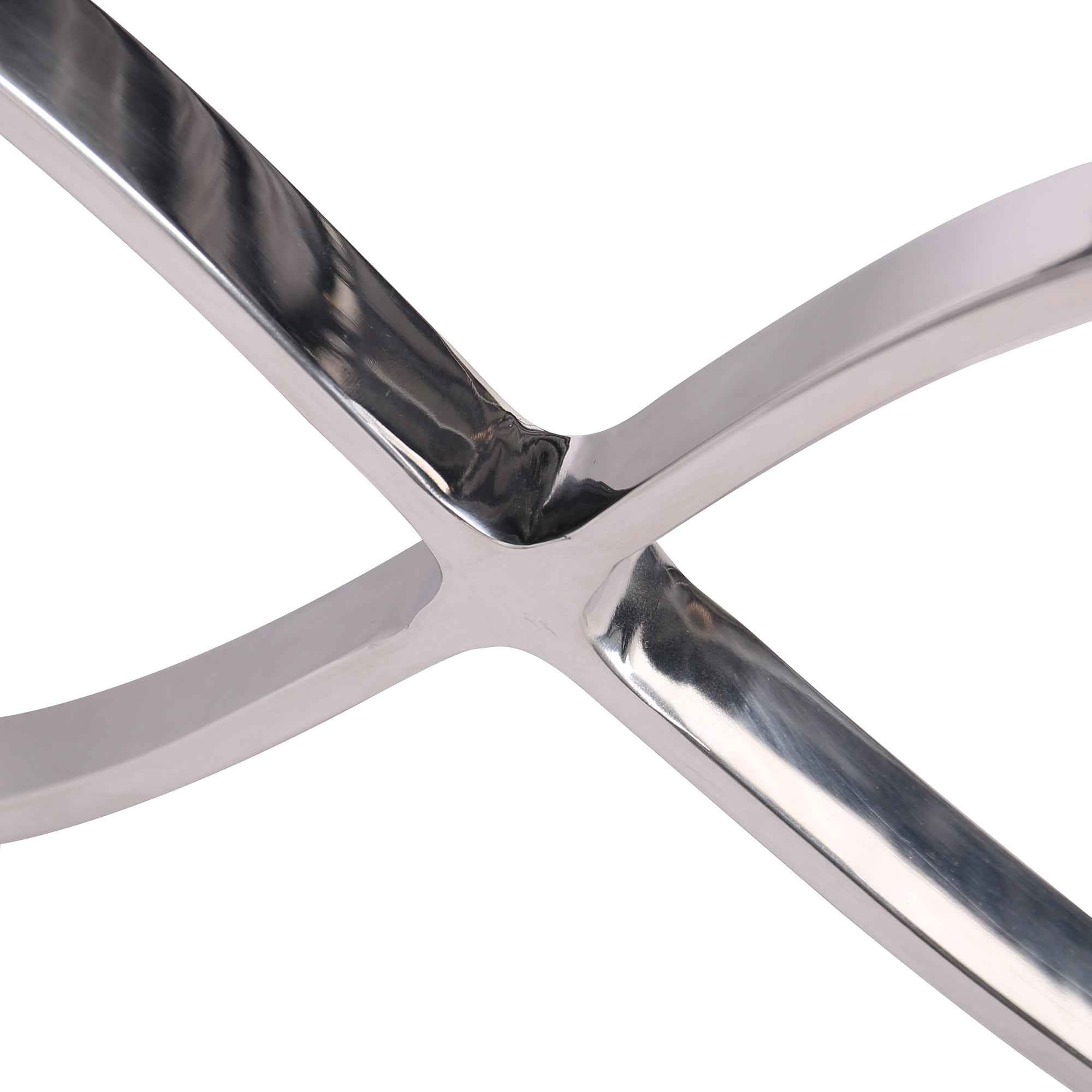 20" Amber and Silver Leather Tufted Ottoman