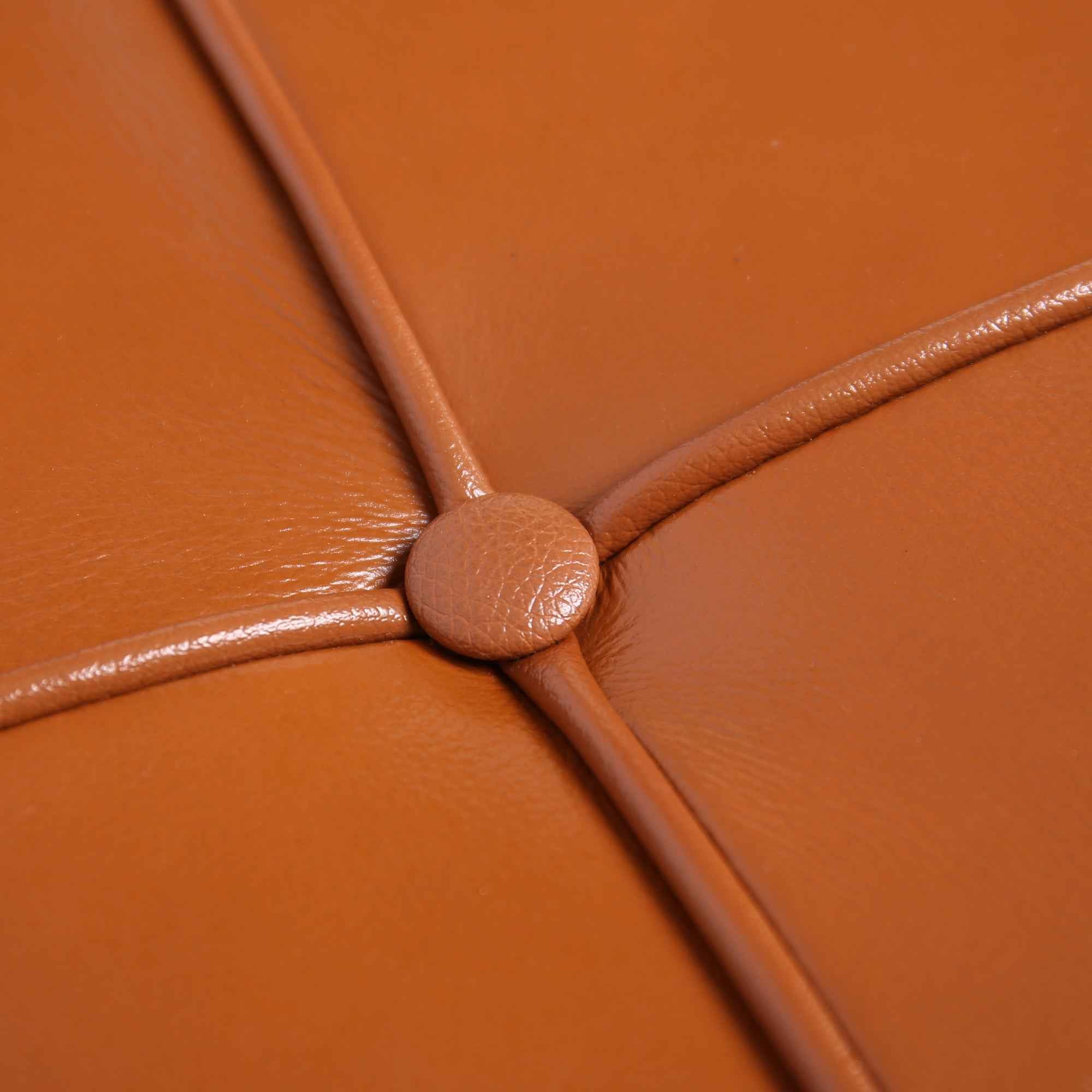 20" Amber and Silver Leather Tufted Ottoman