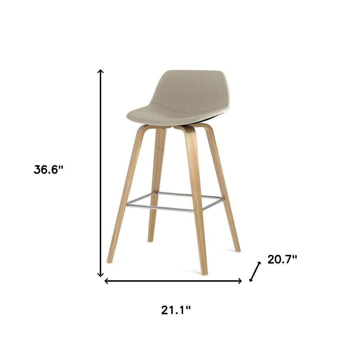 28" Natural Wood Backless Counter Height Bar Chair