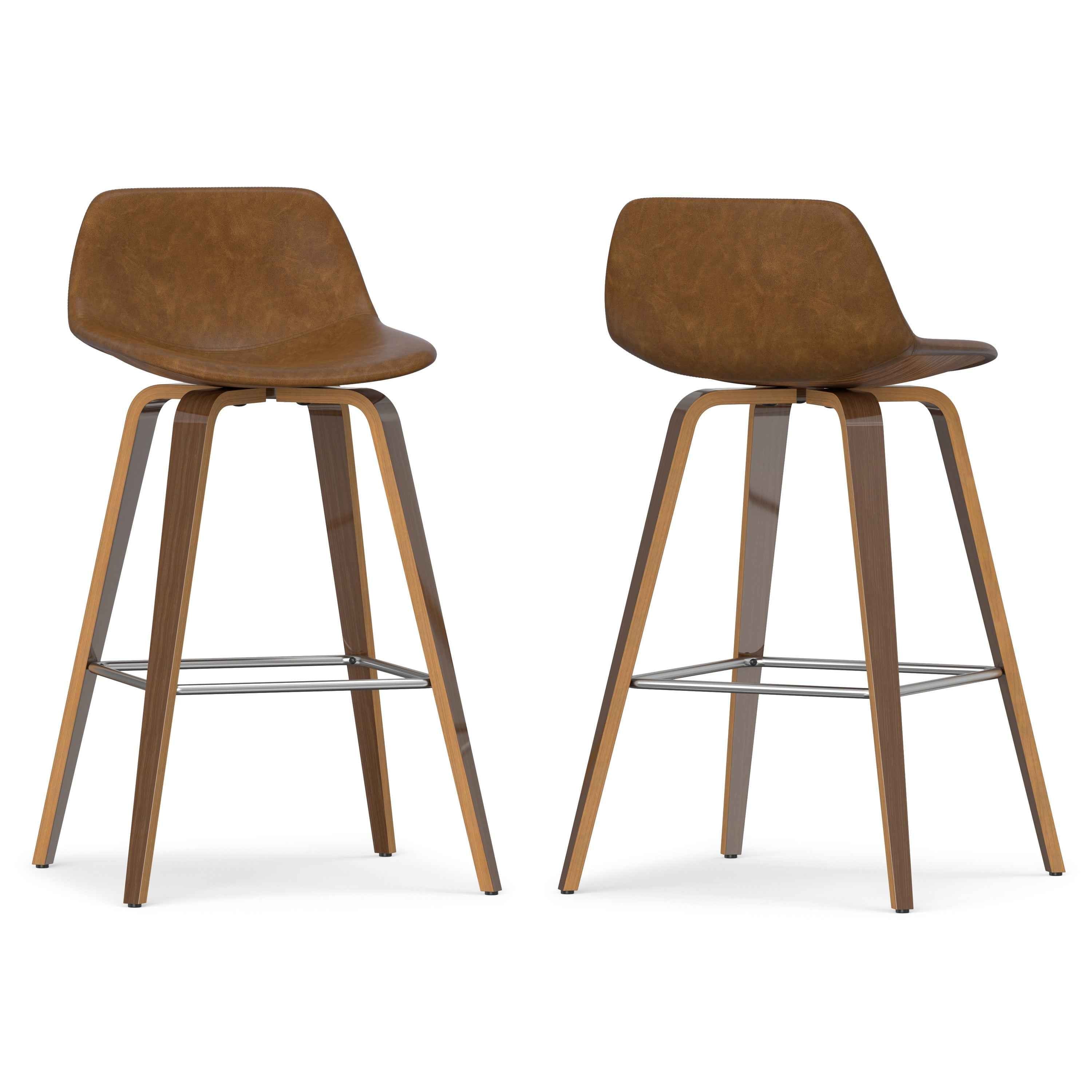 28" Tan Wood Backless Counter Height Bar Chair