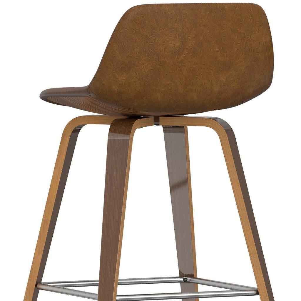 28" Tan Wood Backless Counter Height Bar Chair