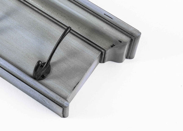 28" Black And Blue Solid Wood Four Hook Wall Mount Coat Rack