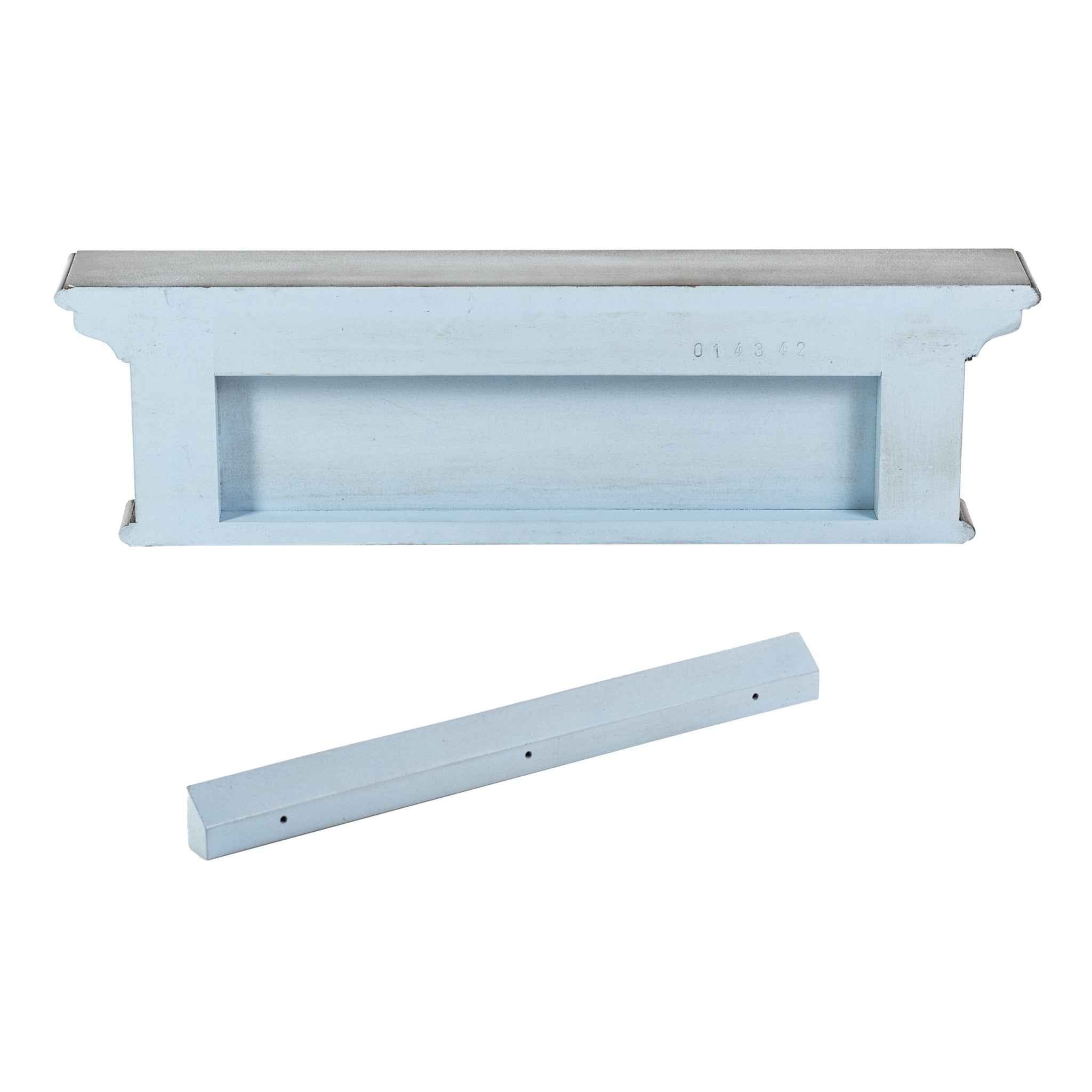 28" Black And Blue Solid Wood Four Hook Wall Mount Coat Rack