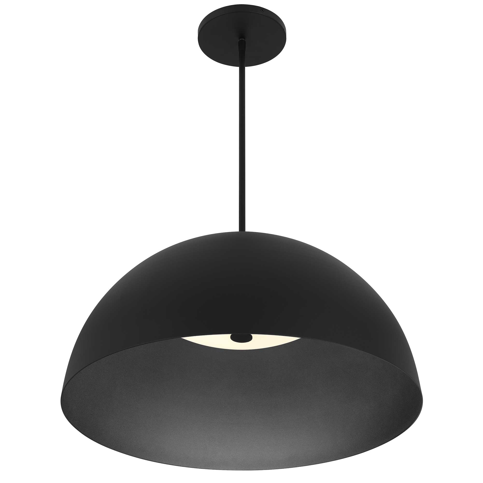 24" Black Aluminum Dome LED Dimmable Outdoor Pendent Hanging Light - Sports & Outdoor