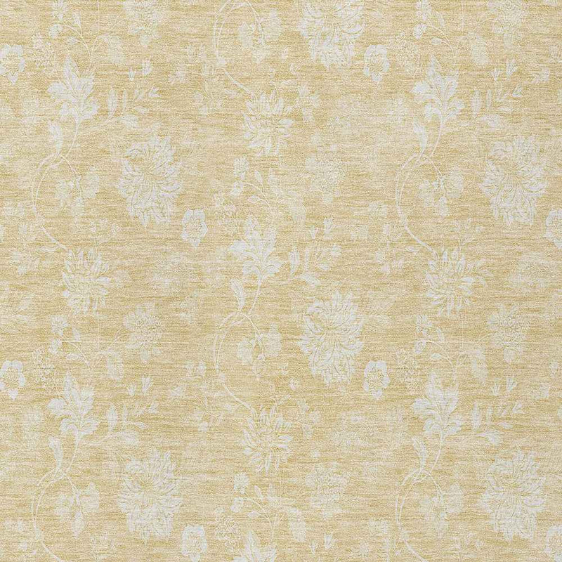 3' X 5' Yellow Wheat And Ivory Floral Washable Indoor Outdoor Area Rug