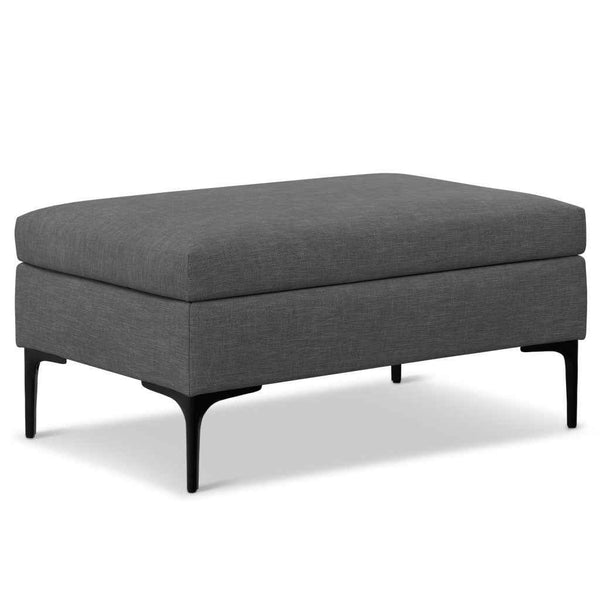 36" Black and Slate Gray Upholstery Storage Ottoman
