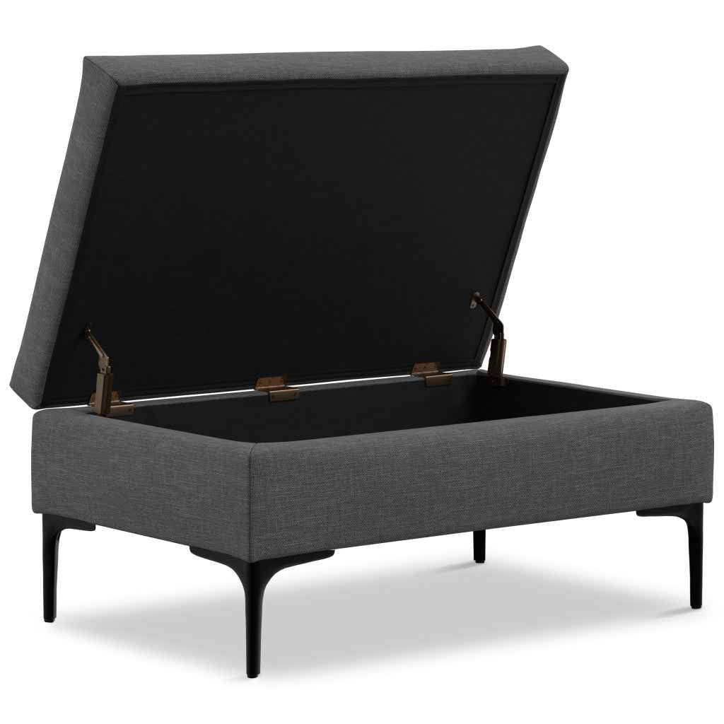 36" Black and Slate Gray Upholstery Storage Ottoman