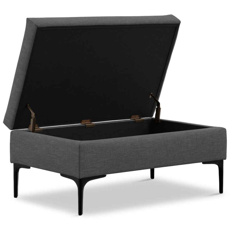 36" Black and Slate Gray Upholstery Storage Ottoman