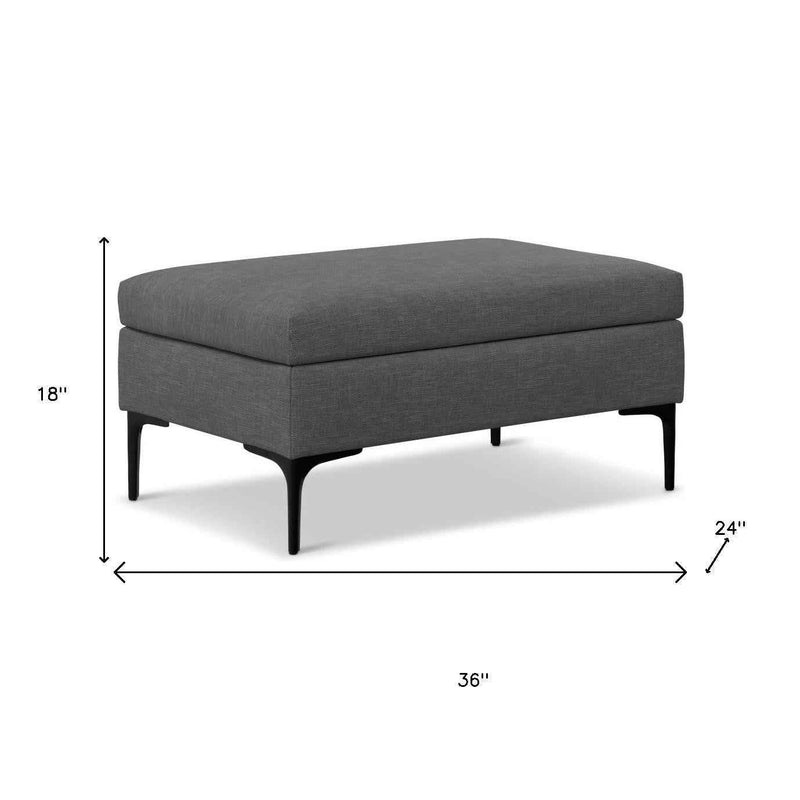 36" Black and Slate Gray Upholstery Storage Ottoman