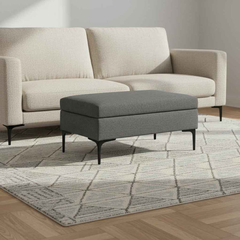 36" Black and Slate Gray Upholstery Storage Ottoman