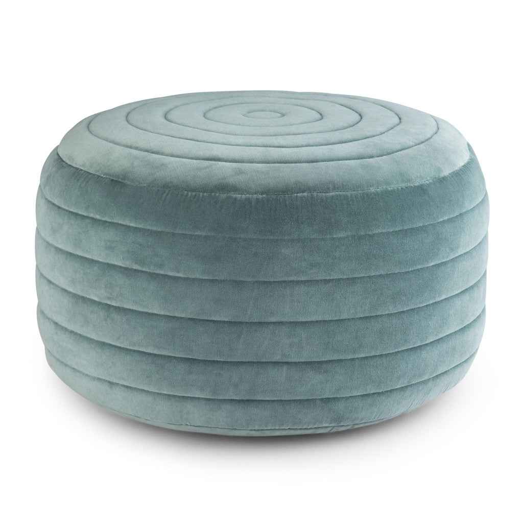 20" Blue Velvet Round Pouf Ottoman