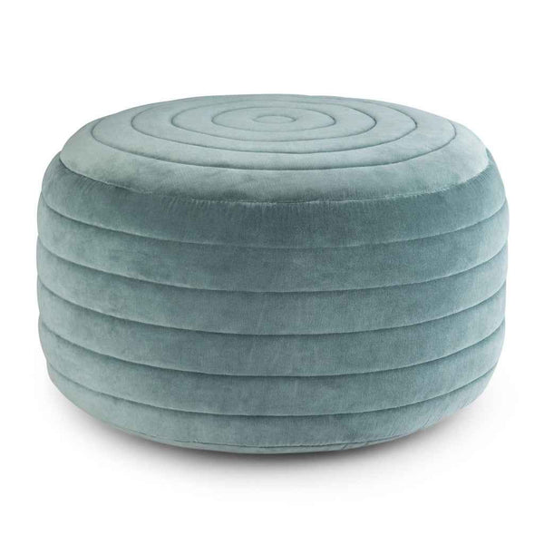 20" Blue Velvet Round Pouf Ottoman